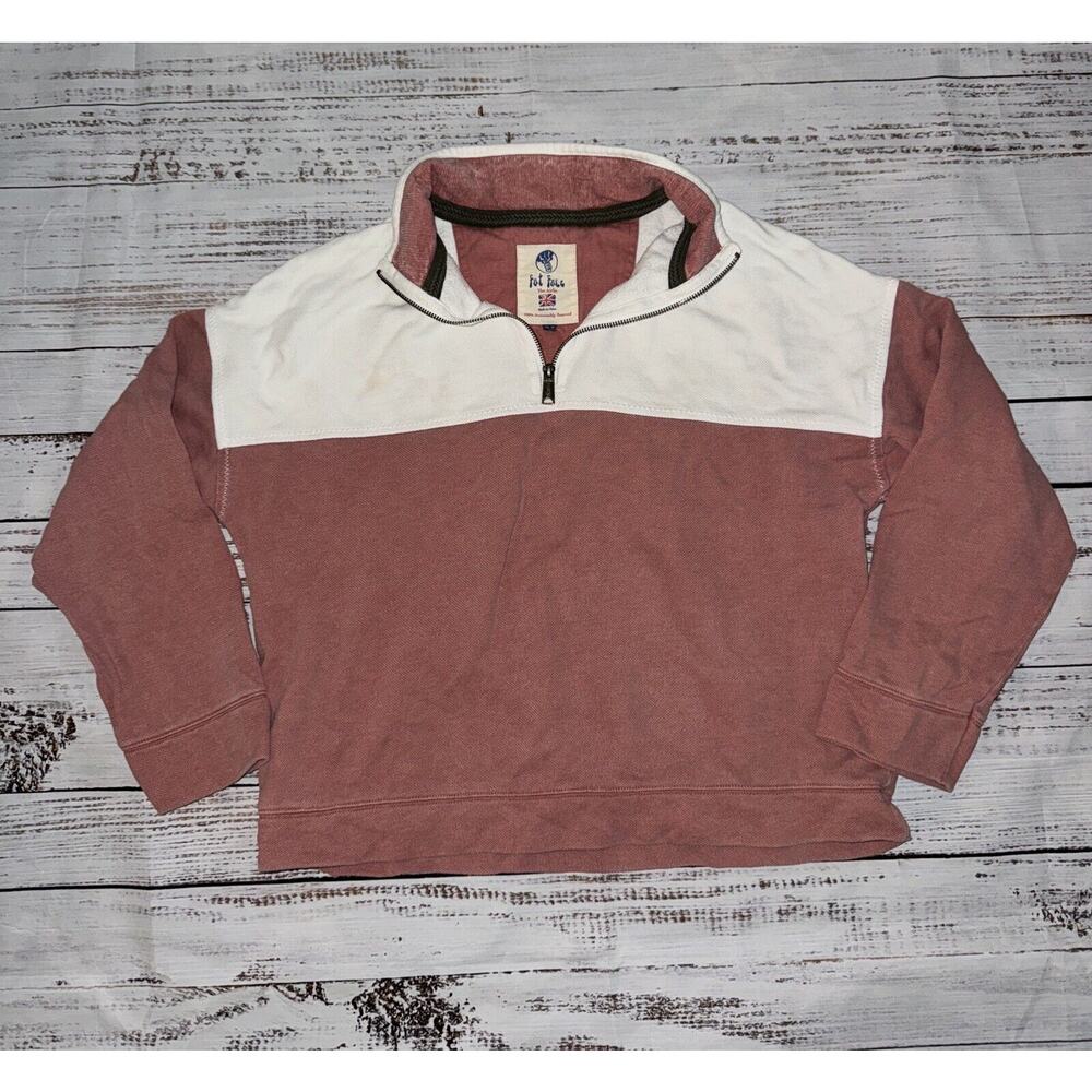 Fat Face Women’s The Airlie Pullover‎ 1/4 Zip Size 6 Pink Rose White